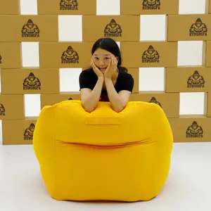 Kungsofa Ergonomic Inflatable Lazy Sofa Pro in Gray Cotton-Linen Fabric Removable Washable w Air Pump Foldable Portable 500lb Weight Capacity 104 x 102 x 75 cm Large Size Full Body Support for Relaxation Ideal for Dorm Apartment Living Room Picnic