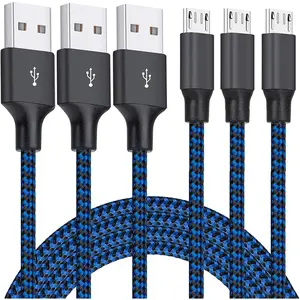 USB , 3Pack 10FT Android Charger  Long Nylon Braided Sync and   Cord Compatible with  Galaxy S7 S6 Edge, Android Smartphones, Tablets and