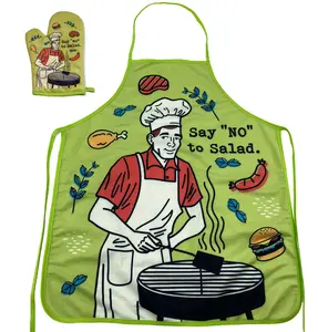 Say No to Salad Funny Back Yard Bar-B-Que Meat Graphic Kitchen Accessories Funny Graphic Kitchenware Bakeware Funny Food  Novelty Cookware Green