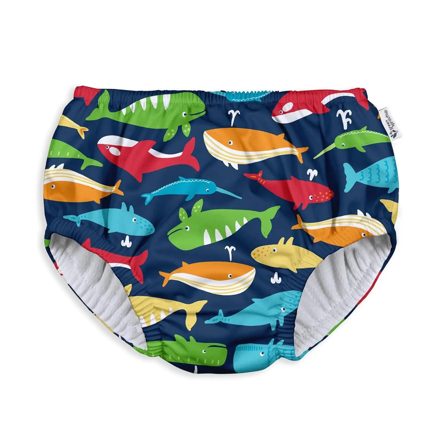 baby boys Pull-up Reusable Absorbent Swimsuit and Toddler Swim Diaper, Navy Whale League, 24 Months US(Gift)