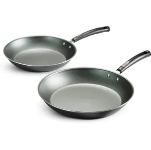 PrimaWare Non-Stick Steel Gray Saute Pan Set, 2 Piece Nonstick Cookware, Durable Aluminum Construction, Dishwasher Safe, 18.31 x 11.44 x 3.25 Inches