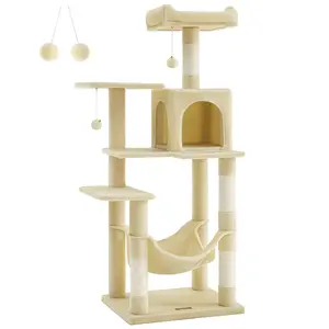 Feandrea Cat Tree, 56.3-Inch Cat Tower for Indoor Cats, Multi-Level Cat Condo with 4 Scratching Posts