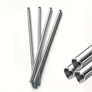 Stainless Steel Straw Set, 4 Counts Heart Shaped Drinking Straw, Drinking Straw for Milk Tea Juice Cocktail, Kitchen Accessories