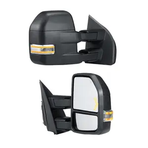 VEVOR Towing Mirrors, Left Right Pair Set for 2015-2018 Ford F150, Power Heated with Signal Light Puddle Light, Plane Convex Glass, Manual Controlling Telescoping Folding, Heating Defrost, Black