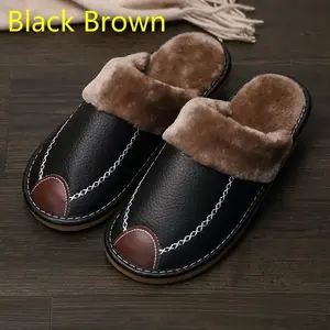 Men's Fur-Lined Leather Slippers - Comfortable Footwear for Men in Various Colors -  lando valiant