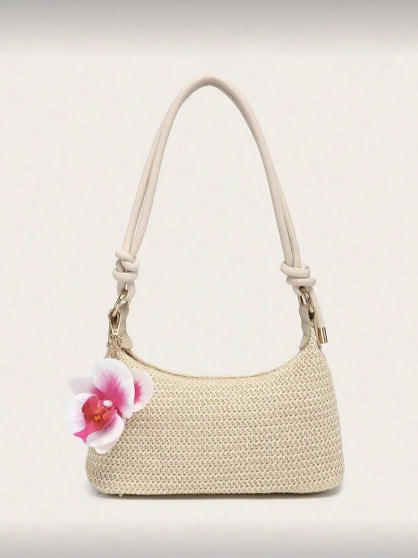 Women's Square Crossbody Shoulder Bag PU Rope Flower Pendant Large Capacity Lightweight Casual Beach Vacation Style Crossbody Fashion Bag Shopping Travel Bag Crossbody Shoulder Handbag