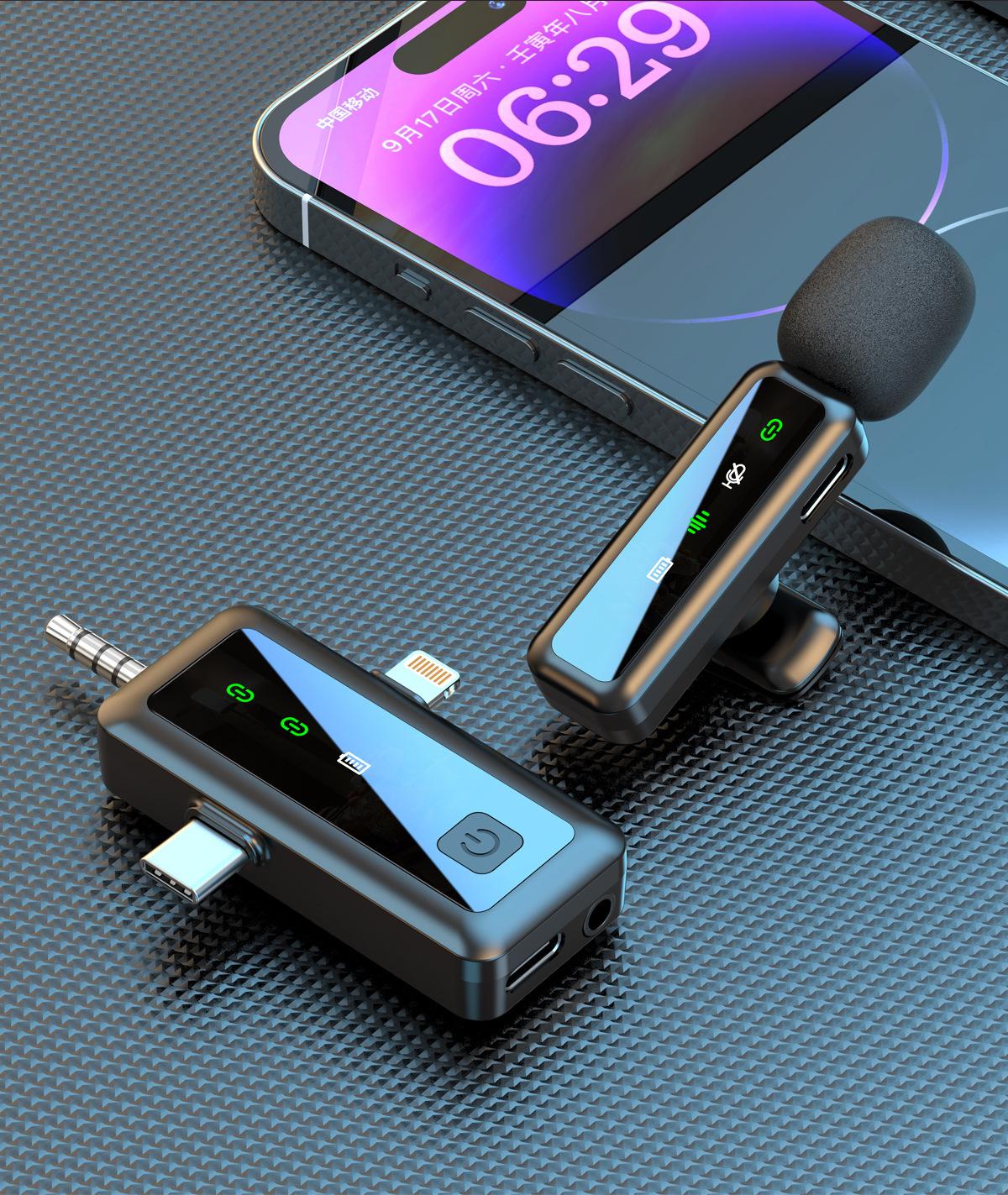 3-in-1 Dual Wireless Mini Microphone Lavalier Mic for Outdoor Video Recording and Live Streaming, Omnidirectional Noise Reduction Clip-on Mic for iPhone, Android, and Camera Devices