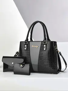 Women's Fashionable Crocodile Embossed Handbag & Wallet & Wallet, Casual Versatile Shoulder Bag Set for Daily Used, Trendy High-quality Daily Commuting Bag