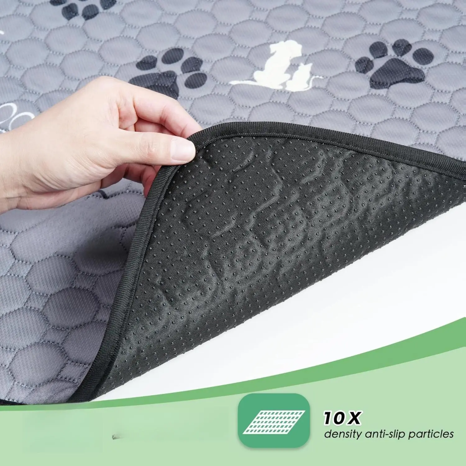 Washable Pee Pads for Dogs, 4 Pack Absorbent Reusable Training Dog Pads Pet Puppy Pads, Non-Slip Potty Pads for Whelping, Playpen, Crate, Bed, Grey 18"x24"