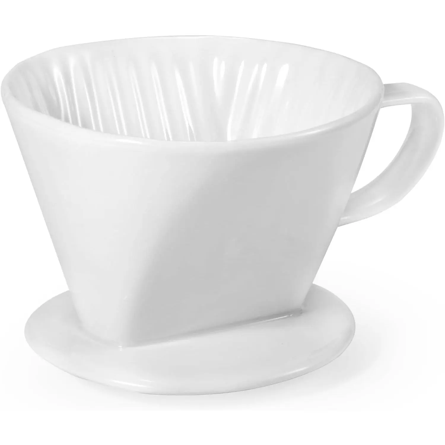 Pour Over Coffee Dripper, Ceramic Pour Over Coffee Maker with 3 Holes Flat Bottom, Easy Manual Brew Maker, Porcelain Slow Filter Cone for Travel, Camping, Office, Home, White