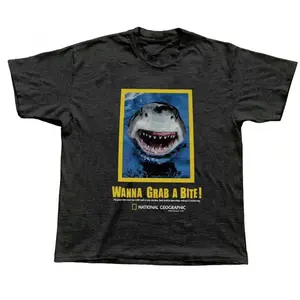 Gildan Men's and Women's T-shirt, Shark tee "Wanna Grab a Bite", Animal tee, Y2k Unisex Graphic Tees Gothic Grunge Emo Scene Amity Affliction Style Clothes Menswear Womenswear Streetwear