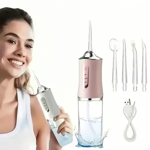 Rechargeable Water Flosser, Portable Oral Irrigator with 4 Counts Jet Tips, Waterproof Teeth Cleaner, 3 Modes Teeth Cleaning Tool for Home & Travel, Cordless Water Dental Flosser, Gentle Oral Care Product, Cordless Water Flossers
