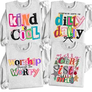 Preppy Girl Collage Y2K Sweatshirt, Retro Coquette Positivity Crewneck, Trendy Ransom Letter Typography, Christian Faith T-shirt