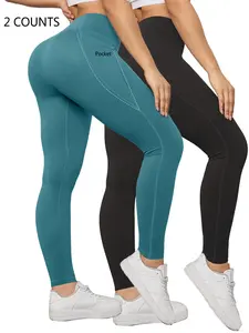 Women's Solid Color High Waist Pocket Leggings, Casual Comfy Breathable Skinny Pants for Daily Wear, Ladies Bottoms for All Seasons