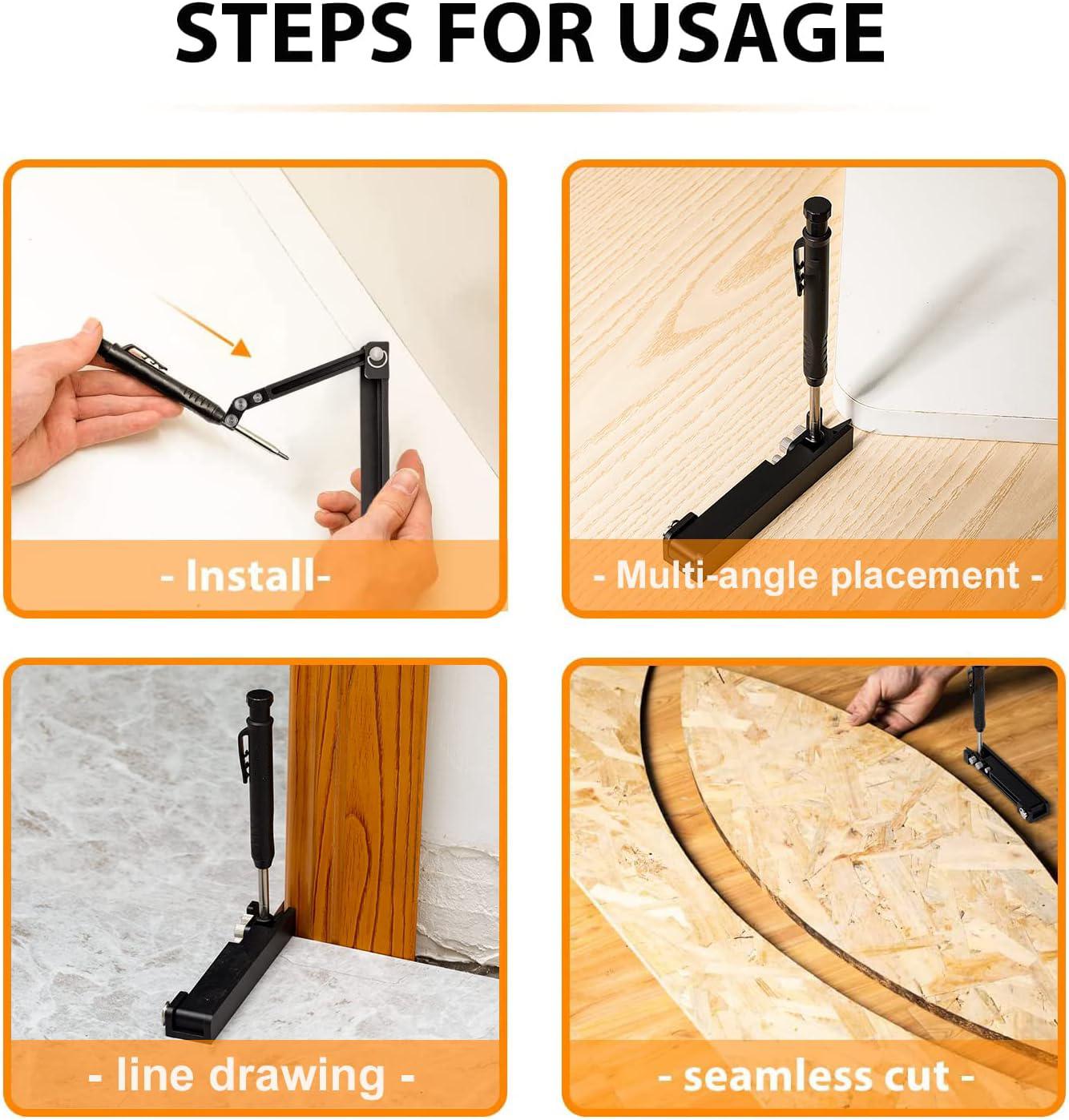 Multi-function Scribing Tool,Aluminum Alloy Construction Pencil with Deep Hole Pencil,Precision Woodworking Measuring & Marking Tool for DIY,Carpentry,Cabinets