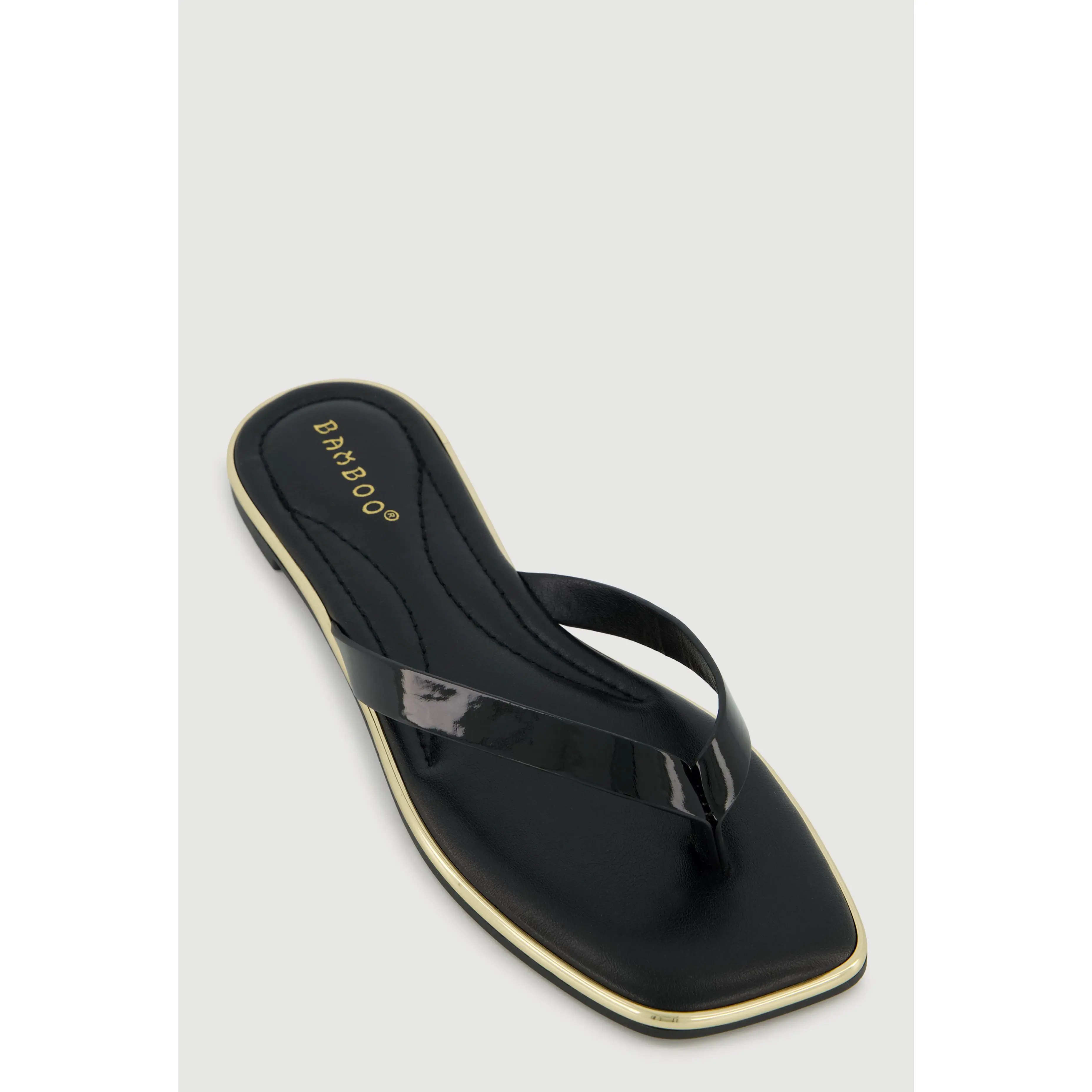Metallic Trim Thong Sandals