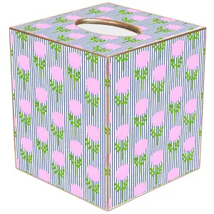 TB9320LP-Marigold Ticking Stripe Pink by Laura Park Tissue Box Cover