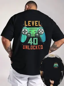 Men's Happy Birthday Theme T-Shirt 2D Birthday Print T-Shirt 40th Level Unlocked 40th Birthday Gamer Gift - Funny 40th Men's T-Shirt