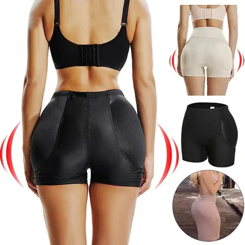 Women's High-Waist Tummy Control Compression Shapewear Briefs - Reinforced Hip-Lifting, Butt-Boost Pads, Thick Butt Shaping, Sexy Waistband, No Basic Underwear, Black