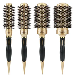 4pcs Ceramic Round Comb Set, Heat Conductive Air Styling, Heat Resistant Nylon Hair Comb, Durable and Smooth Texture