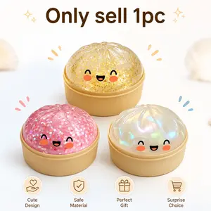 Glant Dumpling Squishy - Novelty Steamer CagePackaging, Glitter Dumpling Squishy Box, Squishies StressBall, Anxiety ReliefFidget, Soft Squeeze DecompressionDough, Relaxation Gift Anxiety Decompression Fidget for Adults