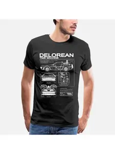 Back To The Future Delorean Schematic T-Shirt Print TShirt Men Motorcycle T Shirt Summer Men Hip Hop Tees