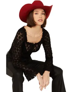 Free People Women's Madison Sheer Long Sleeve Shirt - F23t09206-Blk