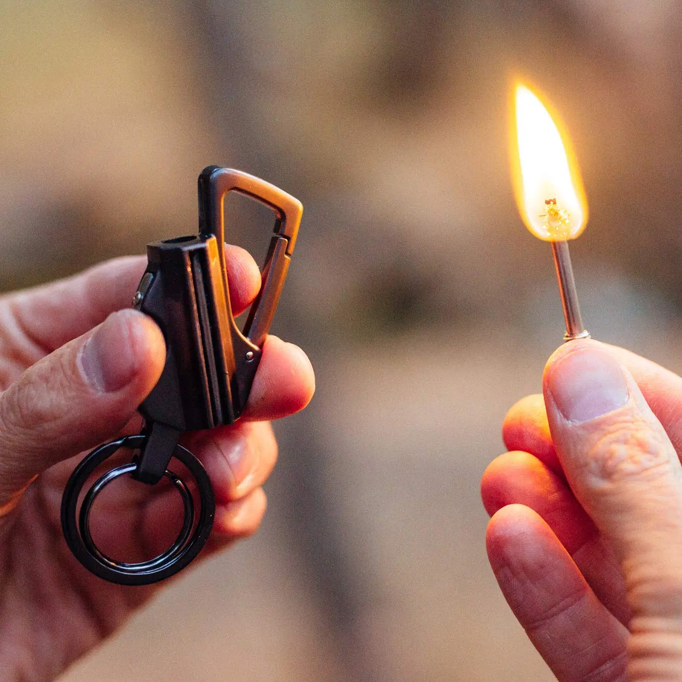 (Fuel Not Included) Keychain Fire Starter Keychain Bottle Opener, Waterproof Fire Starter, Kerosene Refillable Lighterfor Hiking Camping
