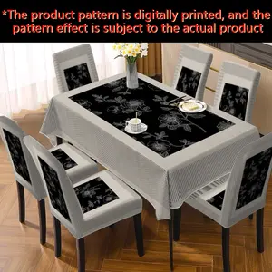 JIT, 2D Flat, New Tablecloth & Chair Cover Set (a combination of tablecloth and chair covers) for Home Dining Chair Decor, Modern Luxury Style Digital Printing, Suitable for Home Decoration in Restaurants, Living Rooms, Hotels, etc.