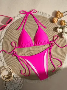 Elegant Bikini Set, Blue Color Split Design, Summer Beach Bikini, Perfect for Beachwear & Vacation, Stylish Swimwear for Women