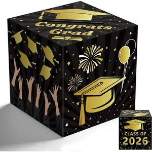 Graduation Decorations 2026 - Black Gold Graduation Card Box for Graduation Decorations Class of 2026 - Graduation Party Decorations Decor Supplies Favors,Graduation Centerpieces 2026
