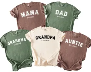 Comfort Colors Custom Grandma Grandpa Mama Dad Auntie Uncle Shirt Personalized Baby Announcement Promoted to New Grandparents to be Gift