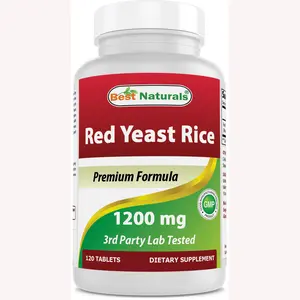 Best Naturals Red Yeast Rice 1200 mg 120 Tablets - Premium Formula for Cardiovascular Support & Healthy Cholesterol Levels - GMP Certified Dietary Supplement