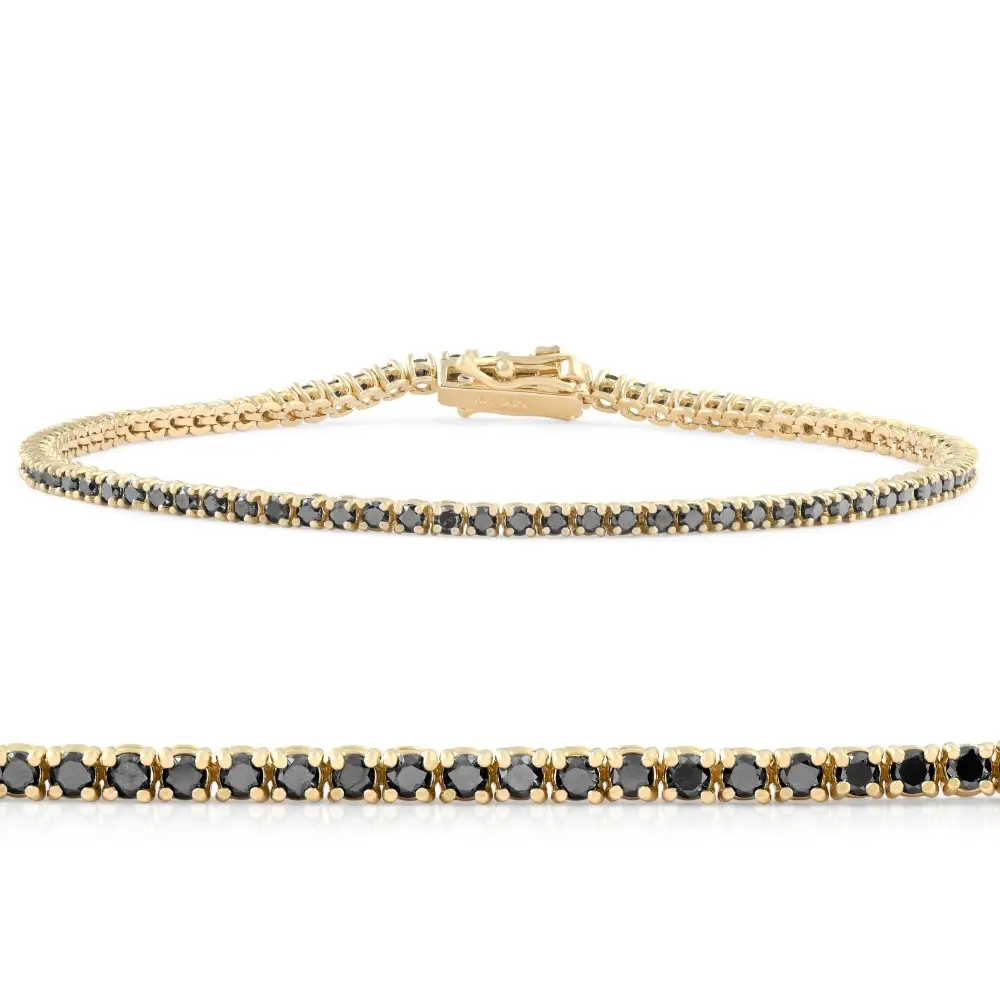 1 3/4 Ct TW Black Diamond Tennis Bracelet 14k Yellow Gold 7" 1 3/4 Ct TW Black Diamond Tennis Bracelet 14k Yellow Gold 7"