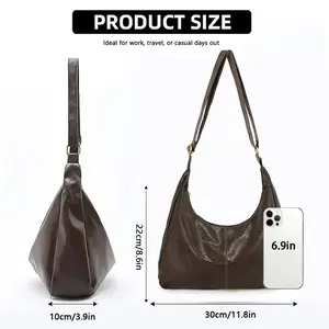 Women's Soft PU Leather Crossbody Bag Vintage Slouchy Hobo Bag with Zipper for Everyday Use Retro Charm & Secure Closure 10cm/3.9in x 30cm/11.8in Ideal for Work Travel or Casual Days Out