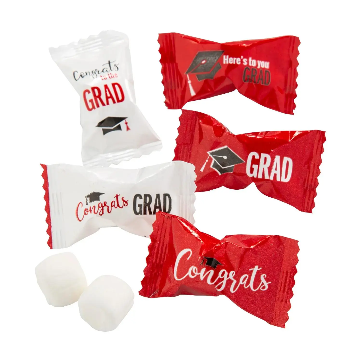 14 oz. Graduation-Themed Buttermints in Red Wrappers - 108 Pc.