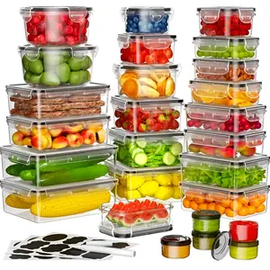 52Pcs Larger Food Storage Containers with Lids Airtight with Labels & Marker Pen Meal Prep Container Kitchen Organization Utensils for kitchen and daily Food Storage Set with Lids Bulk Plastic Reusable Food Containers Stackable Storage Containers Set 21