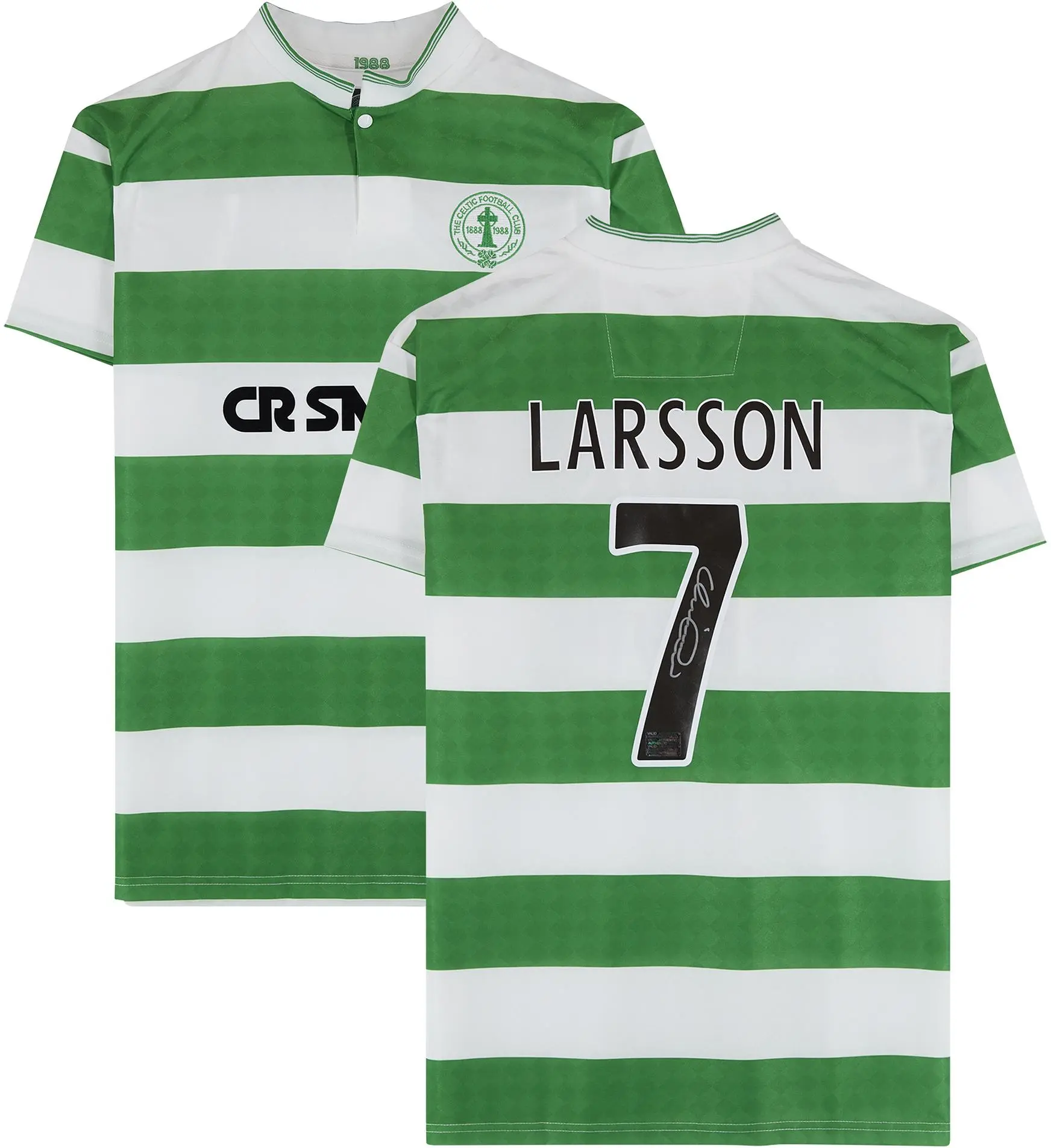 Henrik Larsson Celtic Autographed Retro Green and White Home Jersey - Signed on Back - Fanatics Authentic Certified