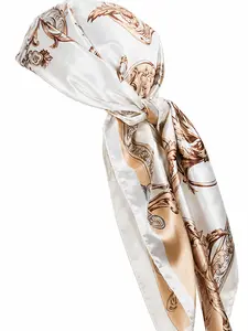 Luxury Printed Square Head Scarf - Satin-Feel Fashion Accessory for Hair Wrapping, Neck & Head Wear