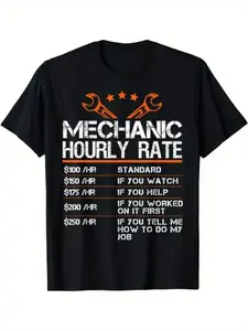 Funny Mechanic T-Shirt, Summer Casual Fitted Top, Humorous Workwear, Fashion Graphic Tee, Perfect Gift for Mechanics and Car Enthusiasts