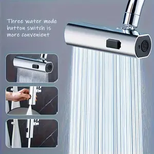 1pc Universal Multi-functional Faucet Adapter, Faucet Attachment - Three-speed waterfall water flow, suitable for bathroom sinks and kitchen sinks, easy installation, water-saving and space-saving household essential