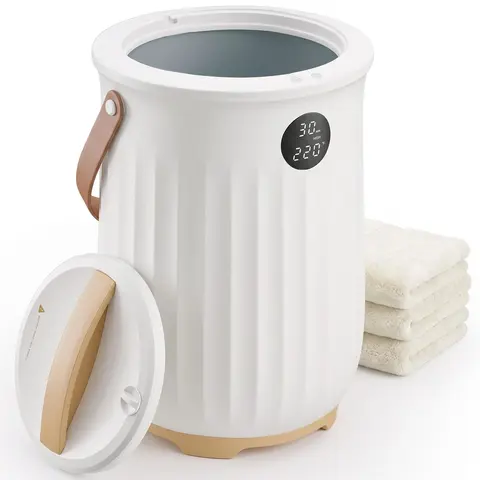 Sweetcrispy Cylindrical 20L Durable Electric Towel Warmer Bucket, 450W Heater with 3 Heat Settings, 8-Hour Timer, Aroma Box, Tip-Over & Overheat Protection, Easy to Move for Home Bathroom Warm Towels