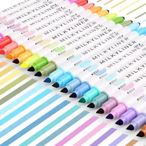 Pastel Highlighters Set, 24 Unique Retro Colors, Quick Dry Dual Tip and Fine Tip No Bleed Highlighter Markers for Bible Journals Planners Books Notes