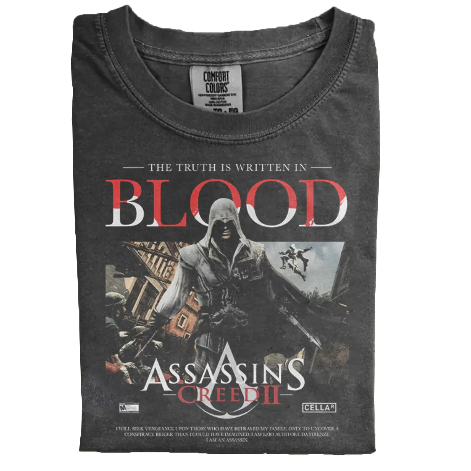 Assassin Creed Video Games Comfort Color Tee Vintage Y2K Video Game T-Shirt Ring Spun Cotton Casual Soft Washed T-Shirt Trendy Tops for Perfect Gift