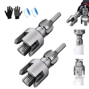2025 New Dual-Function Pipe Thread Cutting Tool, Integrated Internal & External Pipe Threading Tool, Electric Drill Compatible PVC Pipe Threader Kit, 1/2" ,3/4" Dies, for Home Repair (1/2" + 3/4")