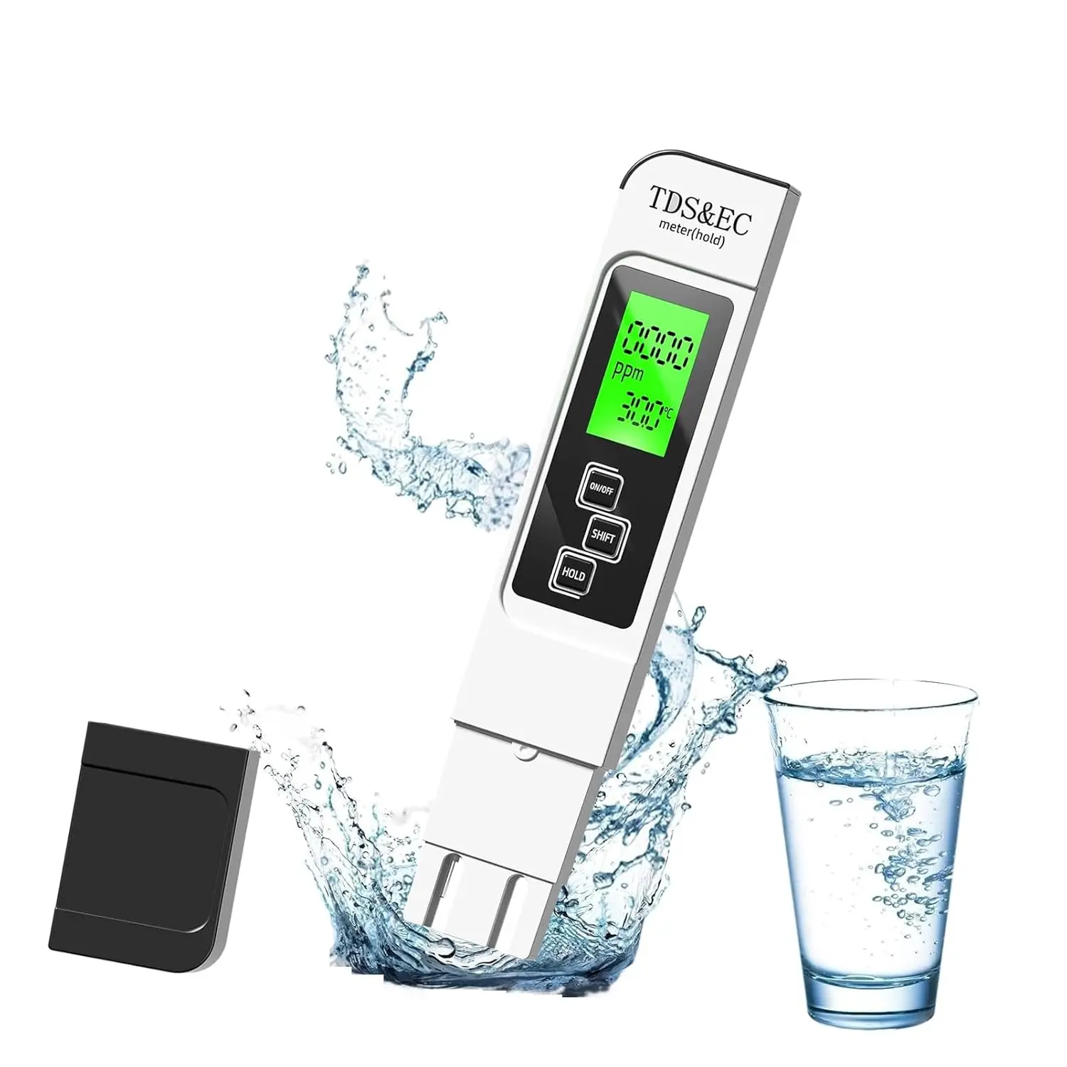 4 in 1 TDS Meter - TDS EC & Temperature(?C,?F) Meter,Accurate & Reliable Digital Water Testing Kits for Drinking Water, Tap, Well, Swimming Pool,Hydroponics, Aquarium, RO/DI System (Black & White)