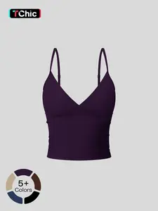 Women's Solid Color Sports Cami Top, Breathable Comfortable Sports Top, Ladies Sportswear for Indoor Outdoor Wear