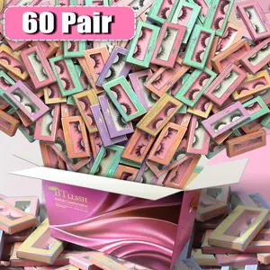 60 Pairs Complete False Eyelashes Set, Fluffy False Eyelashes, Natural Volume C Curl Individual False Eyelash, Mixed Length & Thickness, Non-Toxic Solid Form, Independent Packaging, DIY Dramatic Lashes