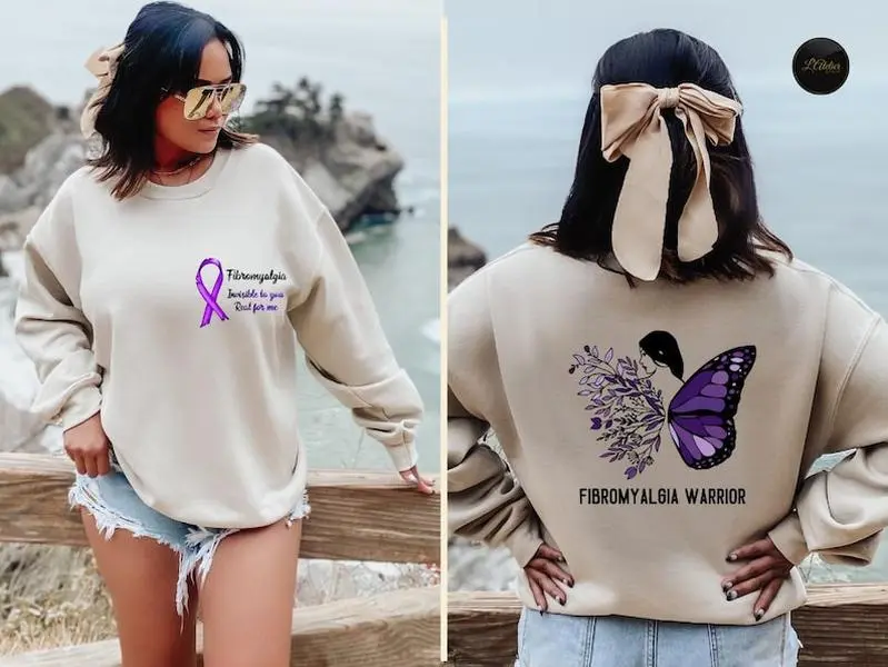 Fibromyalgia Warrior Shirt, Chronic Illness Sweatshirt, Invisible Illness Tee, Fibromyalgia Awareness Hoodie, Fibromyalgia Ribbon T-Shirt