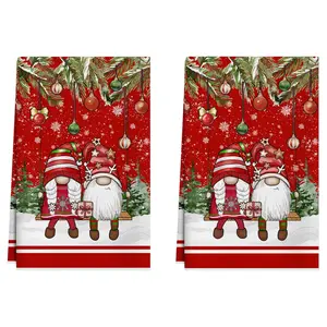 Gnomes Winter Kitchen Towels Christmas Dish Towels 18x26 Inch Xmas Home Kitchen Decorations Hand Towels Set of 2 Drying Dishcloth